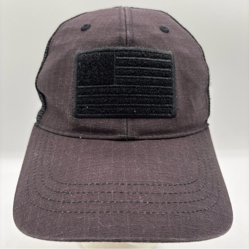 Highland Tactical Men’s American Flag Patch Black Mesh SnapBack Trucker Hat OSFM